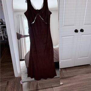 Reformation Chocolate Brown Dress with Lace